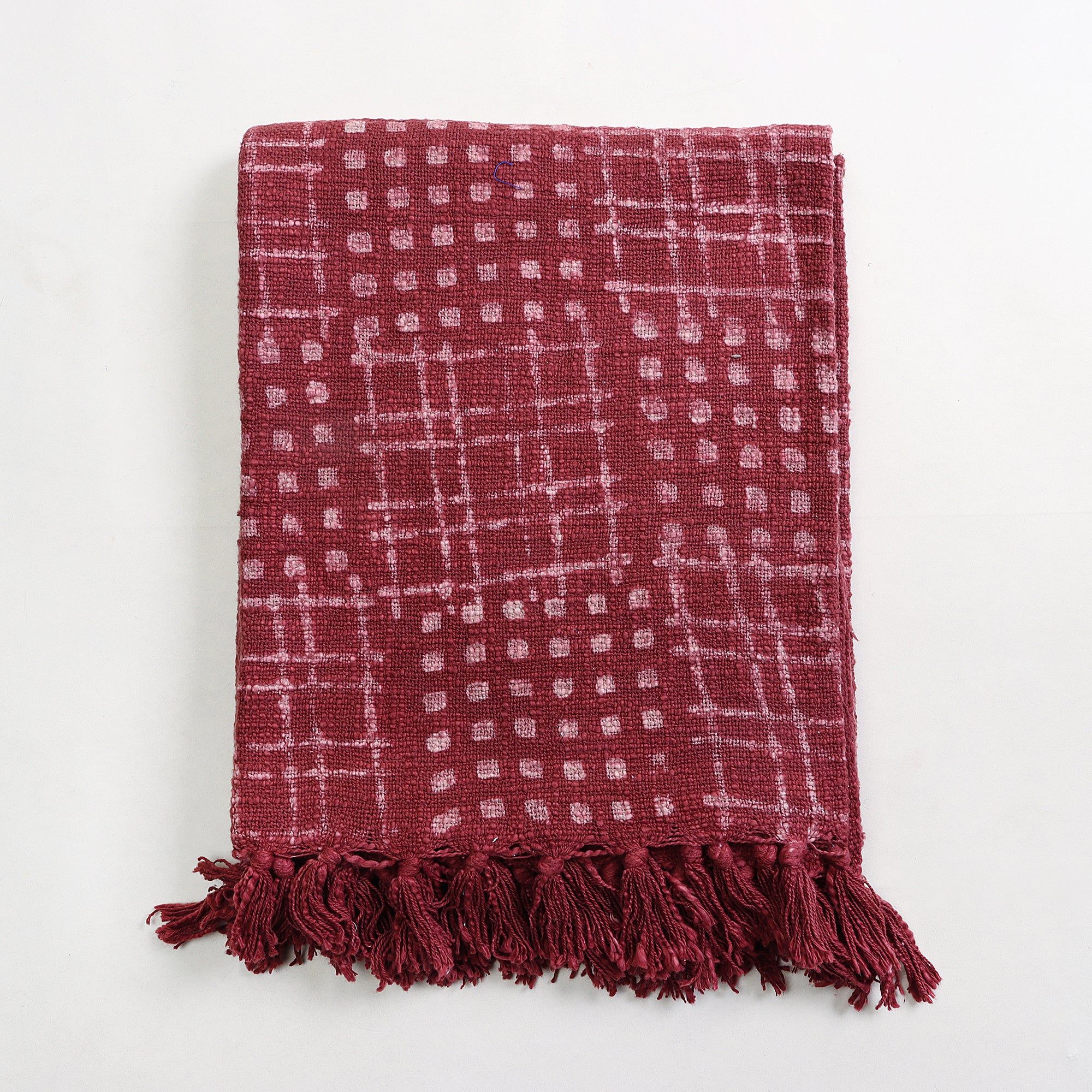 Premium Quality Maroon Soft Cotton Block Print Throw Blanket